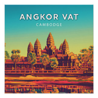 Angkor Wat, Cambodia, Retro-chic Poster