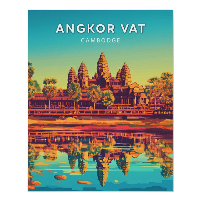 Angkor Wat, Cambodia, Retro-chic Poster (Front)