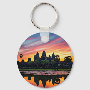 Angkor Wat Cambodia Sunset Key Ring