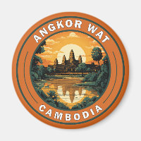 Angkor Wat Cambodia Travel Art Badge