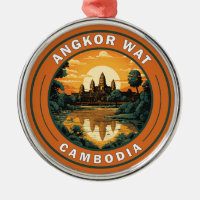 Angkor Wat Cambodia Travel Art Badge