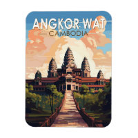 Angkor Wat Cambodia Travel Art Vintage