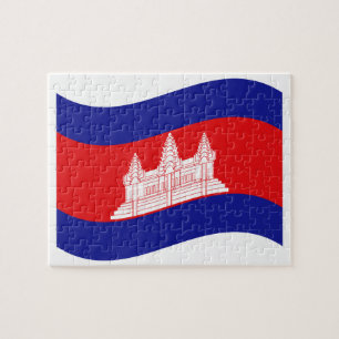 Angkor Wat Cambodian Flag Wave Jigsaw Puzzle