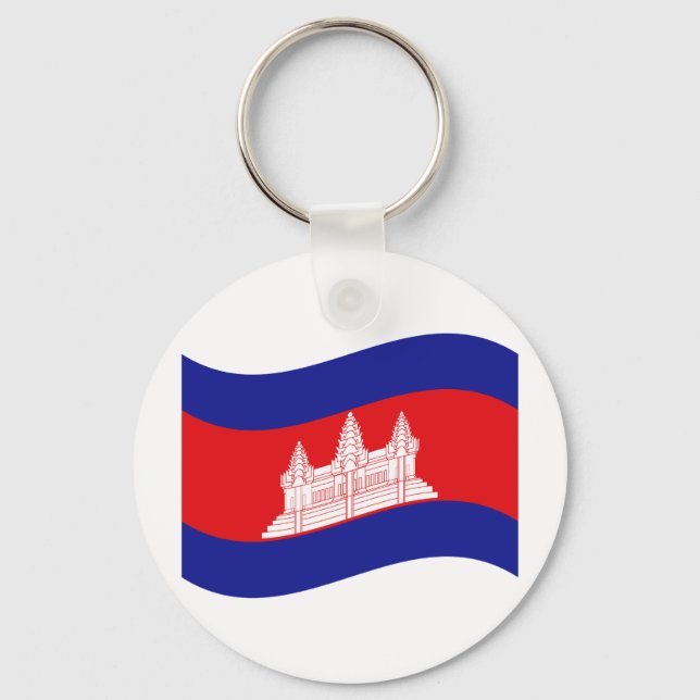 Angkor Wat Cambodian Flag Wave Key Ring (Front)