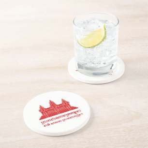 Angkor Wat Cambodian / Khmer Flag with Motto Coaster