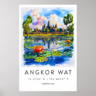 Angkor Wat National Travel Ski Vintage Park Poster