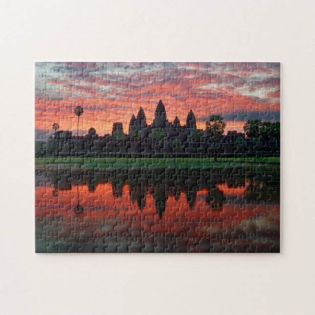 Angkor Wat Reflecting in Pond in Cambodia Jigsaw Puzzle (Horizontal)