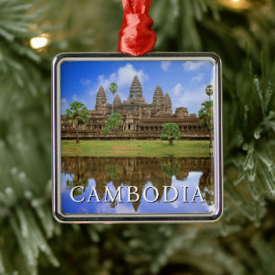 Angkor Wat Temple Kampuchea, Cambodia Metal Ornament
