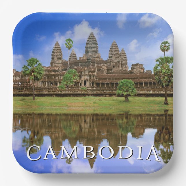 Angkor Wat Temple | Kampuchea, Cambodia Paper Plate (Front)
