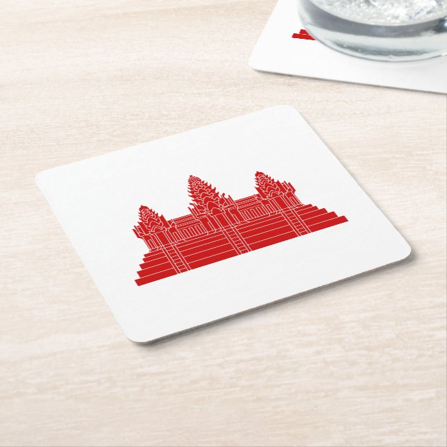 Angkor Wat Ver.2.0. Khmer Temple Square Paper Coaster (Angled)