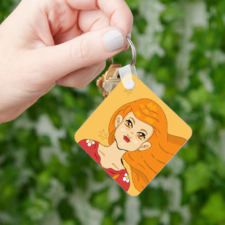 Angle Number One Heart Long Blonde Hair Princess Key Ring