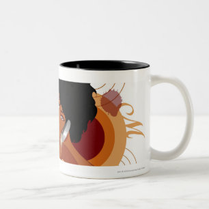 Angle of a woman enjoying music with headphones Two-Tone coffee mug