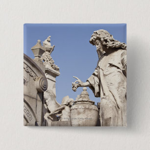 Angle Statue Close Up in La Recoleta Cemetery 15 Cm Square Badge