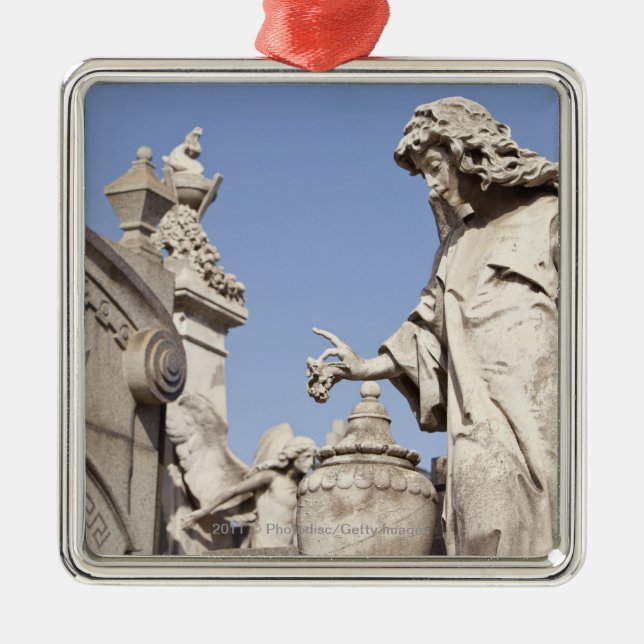 Angle Statue Close Up in La Recoleta Cemetery Metal Ornament (Front)