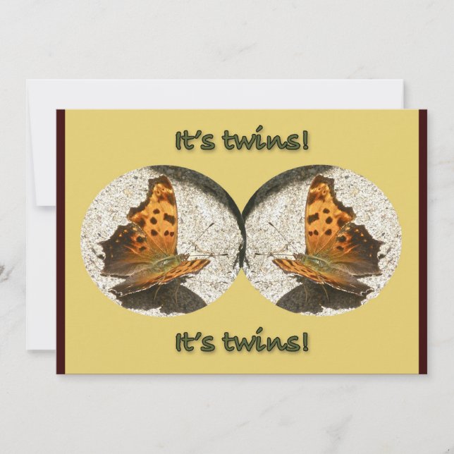 Angle Wing Comma Butterfly It's Twins Announcement (Front)