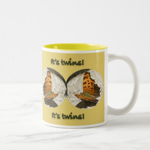 Angle Wing Comma Butterfly It's Twins New Baby Two-Tone Coffee Mug