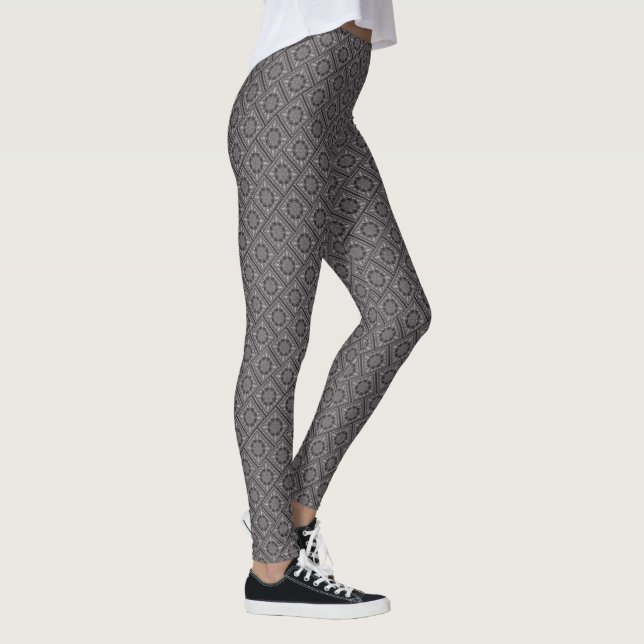 Angled Black and White Bandanna Design Leggings (Right)