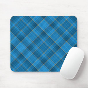 Angled Blue Plaid Pattern Mouse Pad