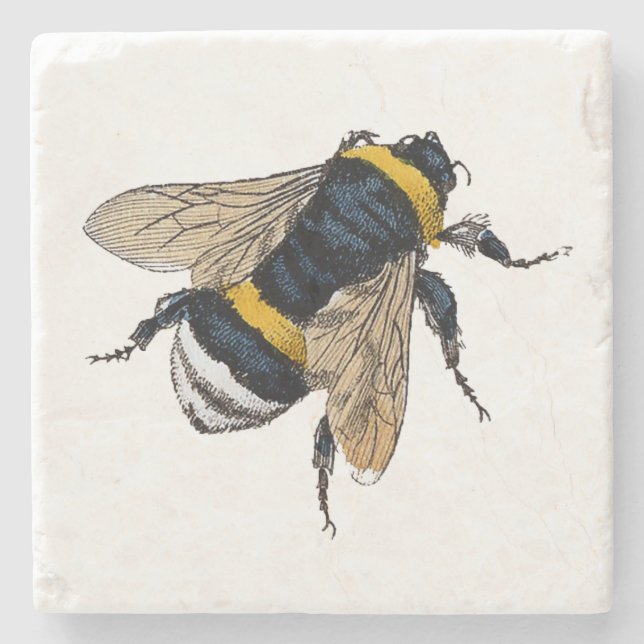 Angled Bumble Bee Stone Coaster (Front)