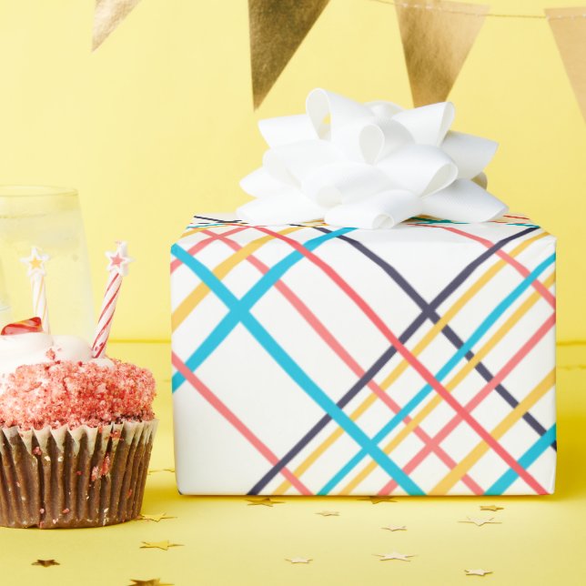 Angled Funky Doodle Lines Wrapping Paper (Birthday Party)