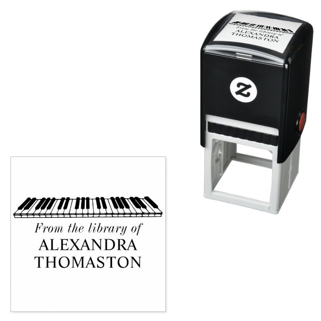Angled Piano Keyboard Library Book Name Self-inking Stamp (In Situ)
