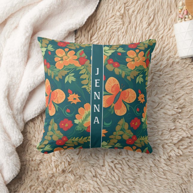 Angled Sunbeam Caterpillar Floral Colour Pattern Cushion (Blanket)