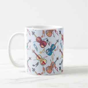 Angled Violin and Music Notes Coffee Mug