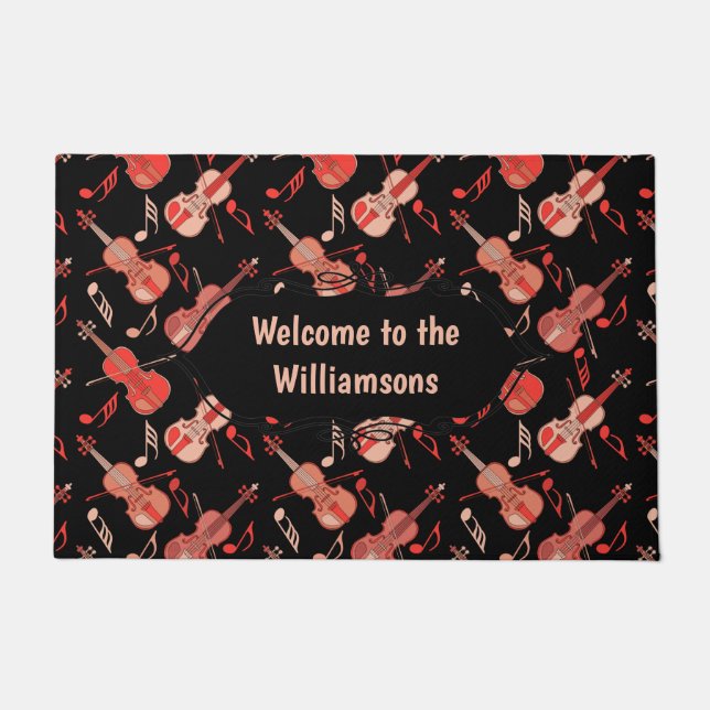 Angled Violins Music Notes Doormat (Front)