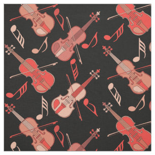 Angled Violins Music Notes Fabric