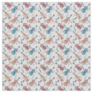Angled Violins Music Notes Fabric