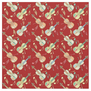 Angled Violins Music Notes  Fabric