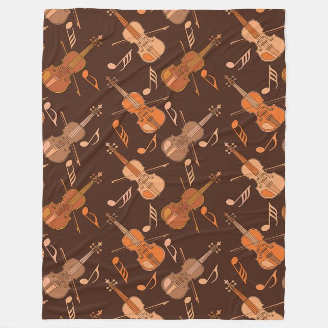 Angled Violins Music Notes  Fleece Blanket (Front)