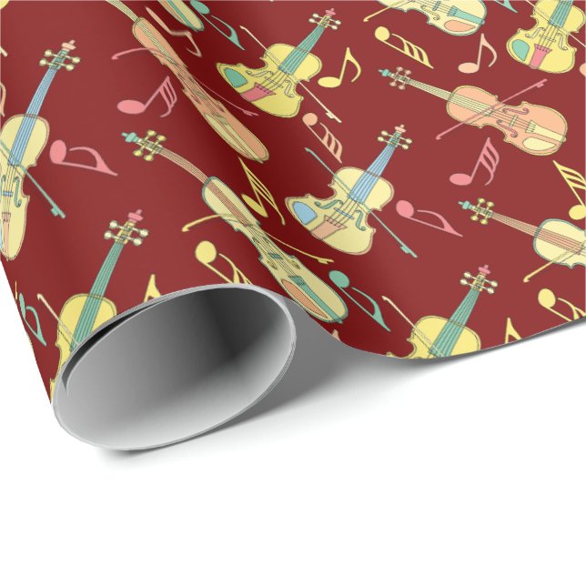  Angled Violins Music Notes Wrapping Paper (Roll Corner)