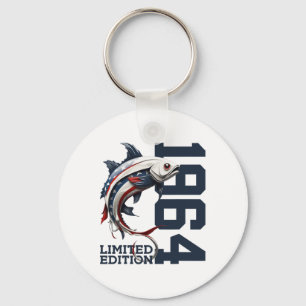 Angler 61st Birthday Fishing Limited Edition 1964 Key Ring
