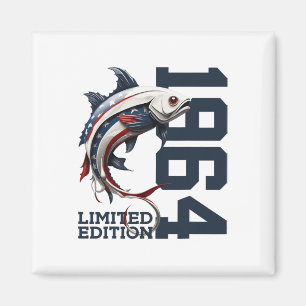 Angler 61st Birthday Fishing Limited Edition 1964 Magnet