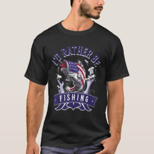 Angler American Flag I D Rather Be Fishing 1 T-Shirt