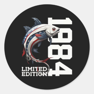 Angler Birthday Fishing Limited Edition 1984  Classic Round Sticker