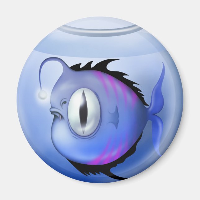 Angler fish aquarium fish bowl cute blue magnet (Front)