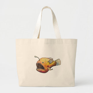 Angler fish love large tote bag