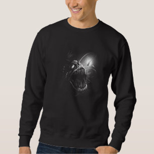Angler Fish with glowing Beer Bottle Horror Beer S Sweatshirt