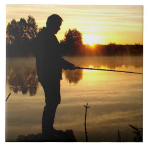 Angler morning ceramic tile