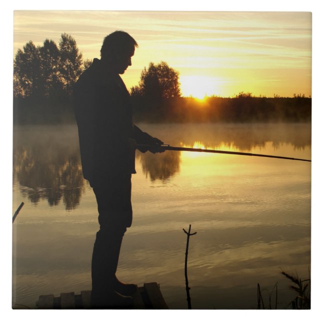 Angler morning ceramic tile (Front)