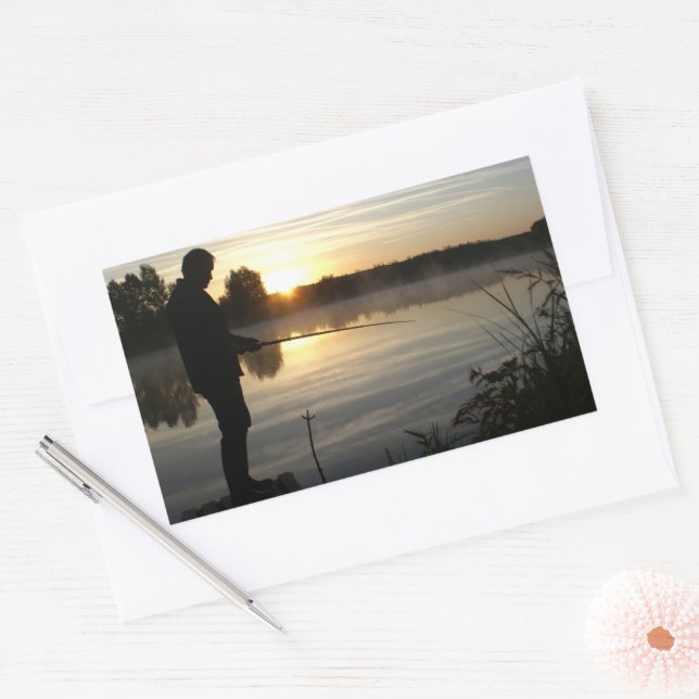 Angler morning rectangular sticker (Envelope)