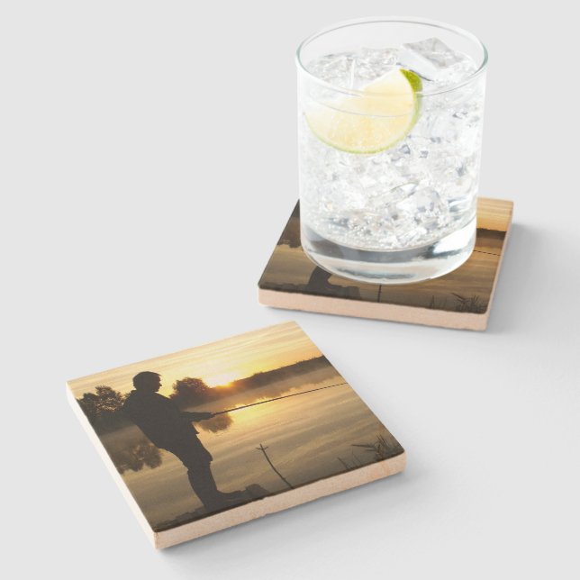 Angler morning stone coaster (Side)