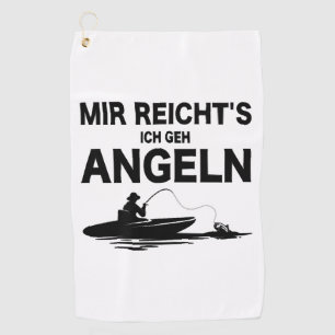 Angler Sayings Funny Fishing Memes Fish and Boat Golf Towel