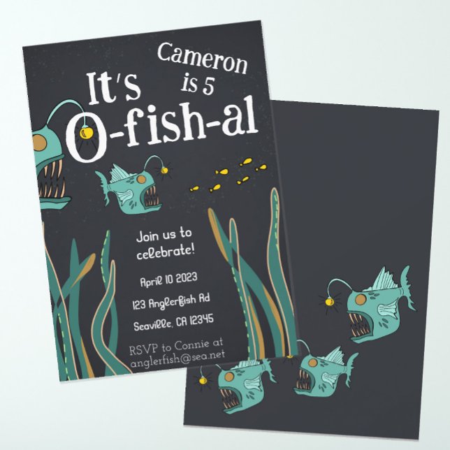 Anglerfish Deep Sea Ocean Birthday Invitation (Creator Uploaded)