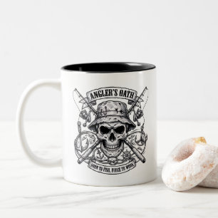 Angler's Oath – Born to Fish, Forced to Work Two-Tone Coffee Mug