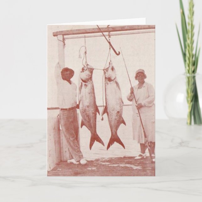 Anglers with Tarpons, Marco Island, Florida, 1930s Card (Front)