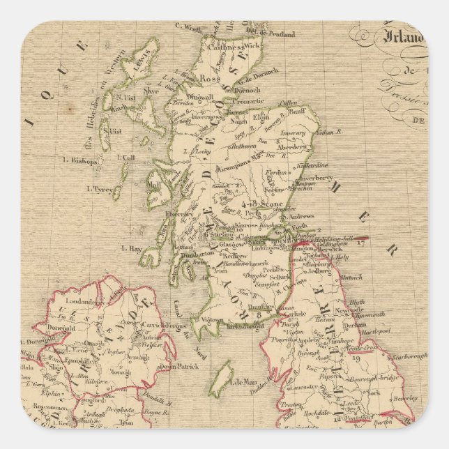 Angleterre, Irelande & Ecosse 1281 a 1400 Square Sticker (Front)