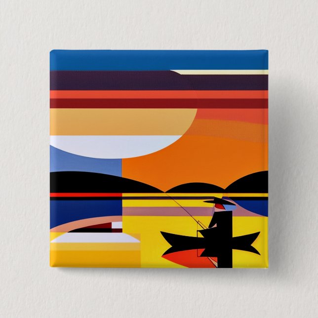 Angling at sunset 15 cm square badge (Front)